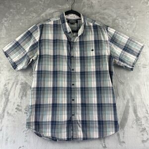 Ezekiel Button Front Shirt Men's XL Blue Plaid 100% Cotton